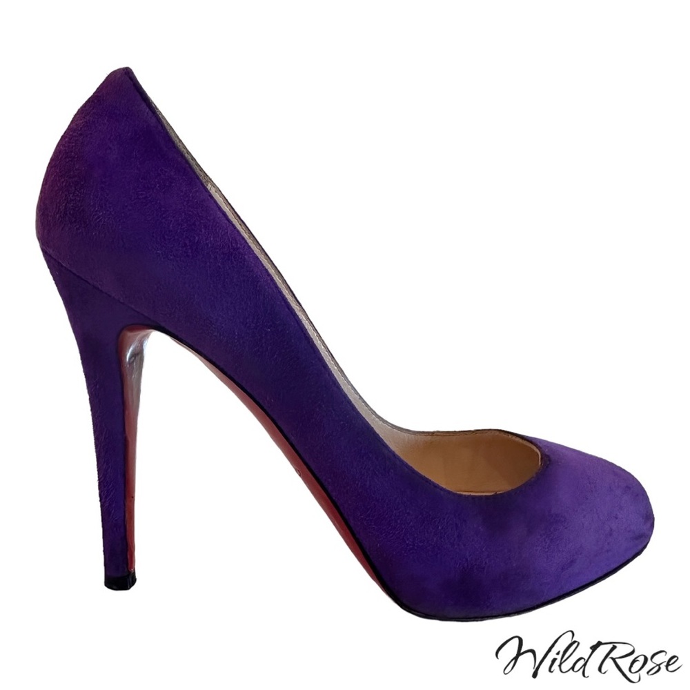 CHRISTIAN LOUBOUTIN New Declic Velours Purple Suede Pumps SZ 37
